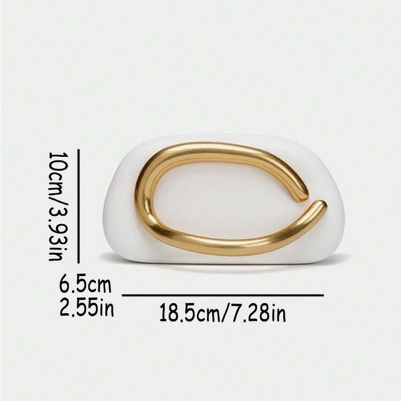 White box bag clutch with gold clasp handle & crossbody chain, Zara - Picture 6 of 10